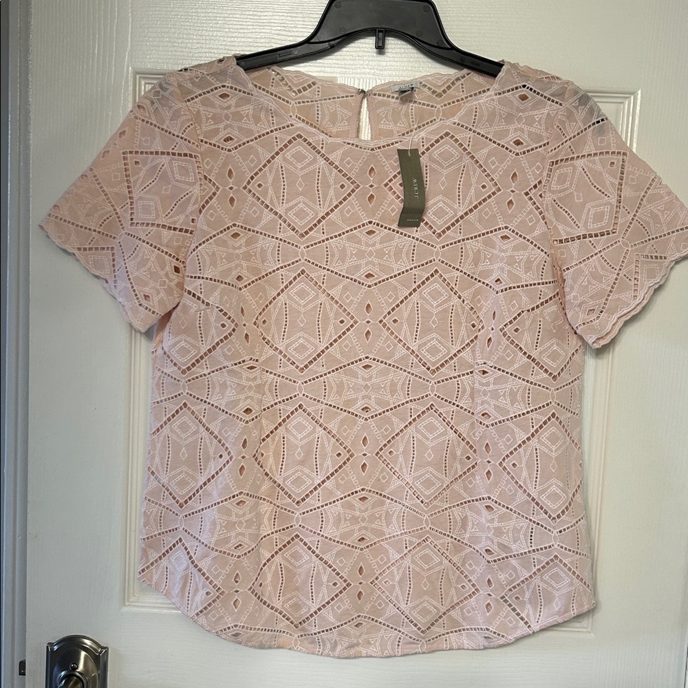 J Crew NWT Geometric Cut Out Short Sleeve Top L work career classy